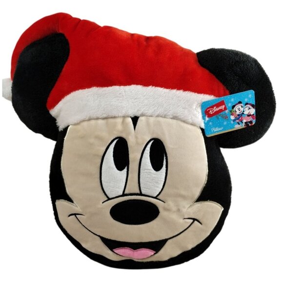 Ruz Disney Mickey Mouse 16 inch Christmas Pillow Plush Soft Toy With Santa Hat - Picture 1 of 7